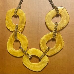 Yellow Marbled Link Necklace with Gold-Tone Chain - NY